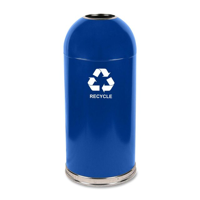 Witt Industries 415DTBL-R Acier Récipient de Recyclage Intérieur Standard à Dessus Ouvert de 15 Gallons avec Doublure Galvanisée, Légende « Recycle », Rond, Diamètre 15 Pouces x Hauteur 35 Pouces, Bleu