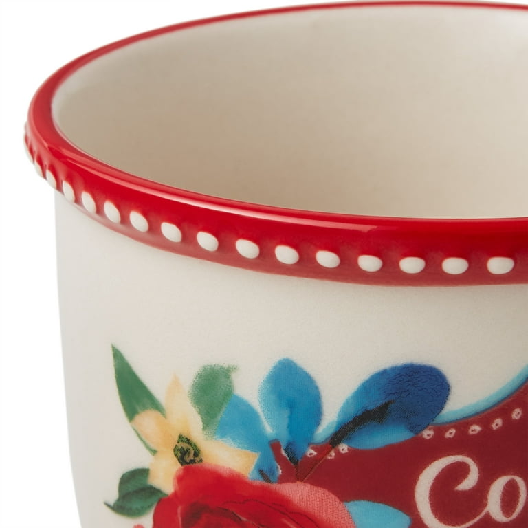 ALMA 12oz Handpainted Red Flower Mug, Great Ceramic Gift For Festival  Decor, Microwavable Coffee Cup(Red Passion,Medium)