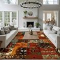 thumbnail image 3 of Boho Vintage Area Rugs 6'x9', Washable Small Throw Rugs for Kitchen Dining room, Brown Ethnic Middle Century Geometric Indoor Outdoor Rug Non-Slip Low Pile Carpet Runner Reversible Floor Mats, 3 of 8
