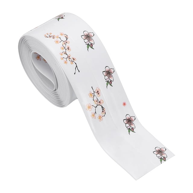 Cinta de sellado impermeable autoadhesiva para inodoro, tira de sellado para bañera, flores de durazno (1.5 pulgadas x 10.5 pies)