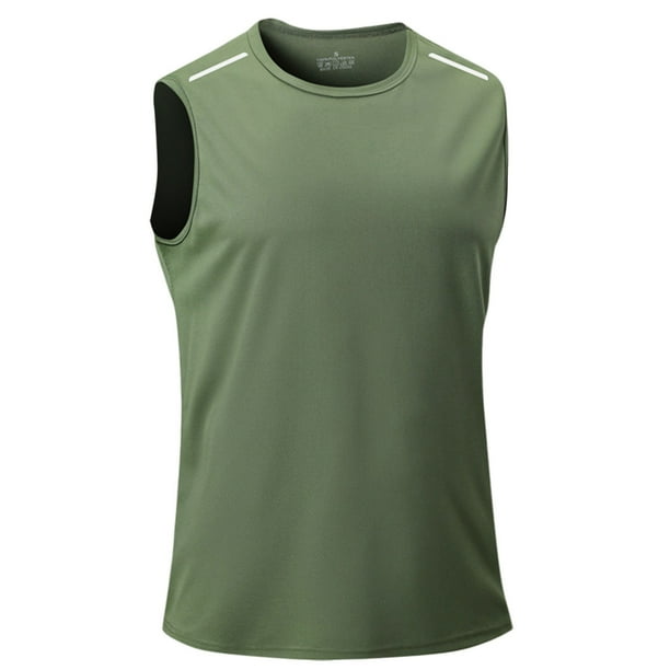 Hombres Moda Casual sin Mangas Suéter Sólido Cuello Redondo Tanque Deportivo