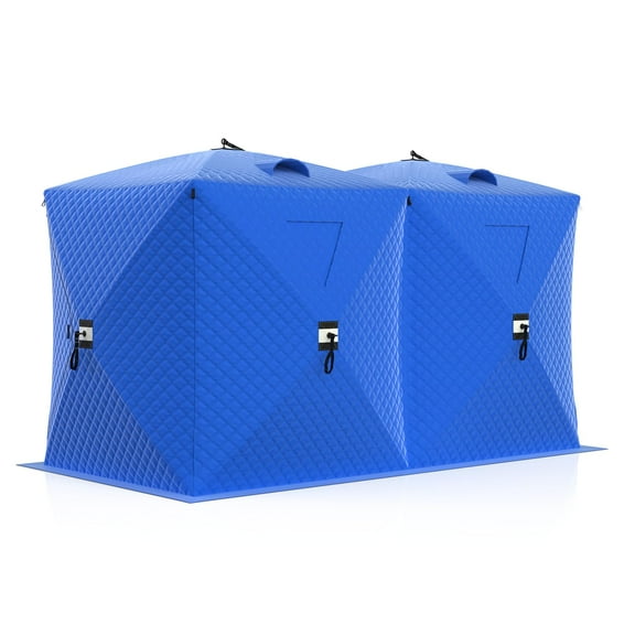Pop Up Ice Fishing Tent for 3-4 People, Portable Insulated Hub Shelter with Windproof Design, 210d Oxford Fabric Winter Shelter Includes Anchors & Bag