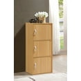 thumbnail image 2 of Hodedah 3-Shelf, 3-Door Multi-Purpose Bookcase Cabinet, Beech, 2 of 5