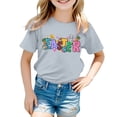 thumbnail image 3 of Byoo Big Girl Graphic Shirts Short Sleeve Easter Letter Prints T Shirt with Short Sleeve Kids Active T-Shirts ，10-11 T, 3 of 5