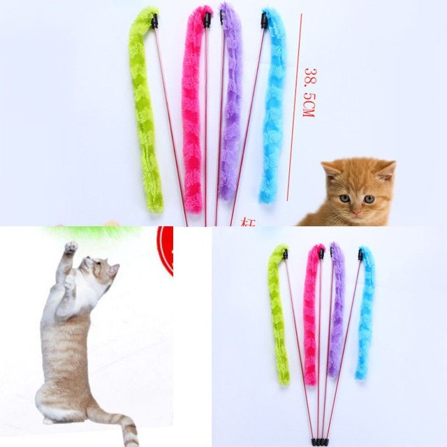 Hot Sale Kitten Cat Pet Toy Wand Stick Teaser Feather Interactive Play Fun