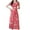 Red, variant on Womens Summer Maxi Dresses Casual Print High Waist Long Beach Dresses Round Neck Short Sleeve Holiday Sundress