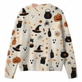 thumbnail image 2 of FSAGAE Women's Knit Cardigan Sweater Long Sleeve Button Down Pumpkin Graphic Print White S Casual Fall Halloween Outerwear Top, 2 of 6