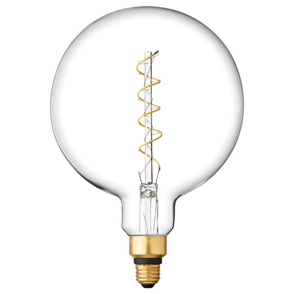 Case of 4 GE Globe LED Vintage Light Bulb, Spiral G63 Clear Glass LED Edison Bulb, 6.5-Watt