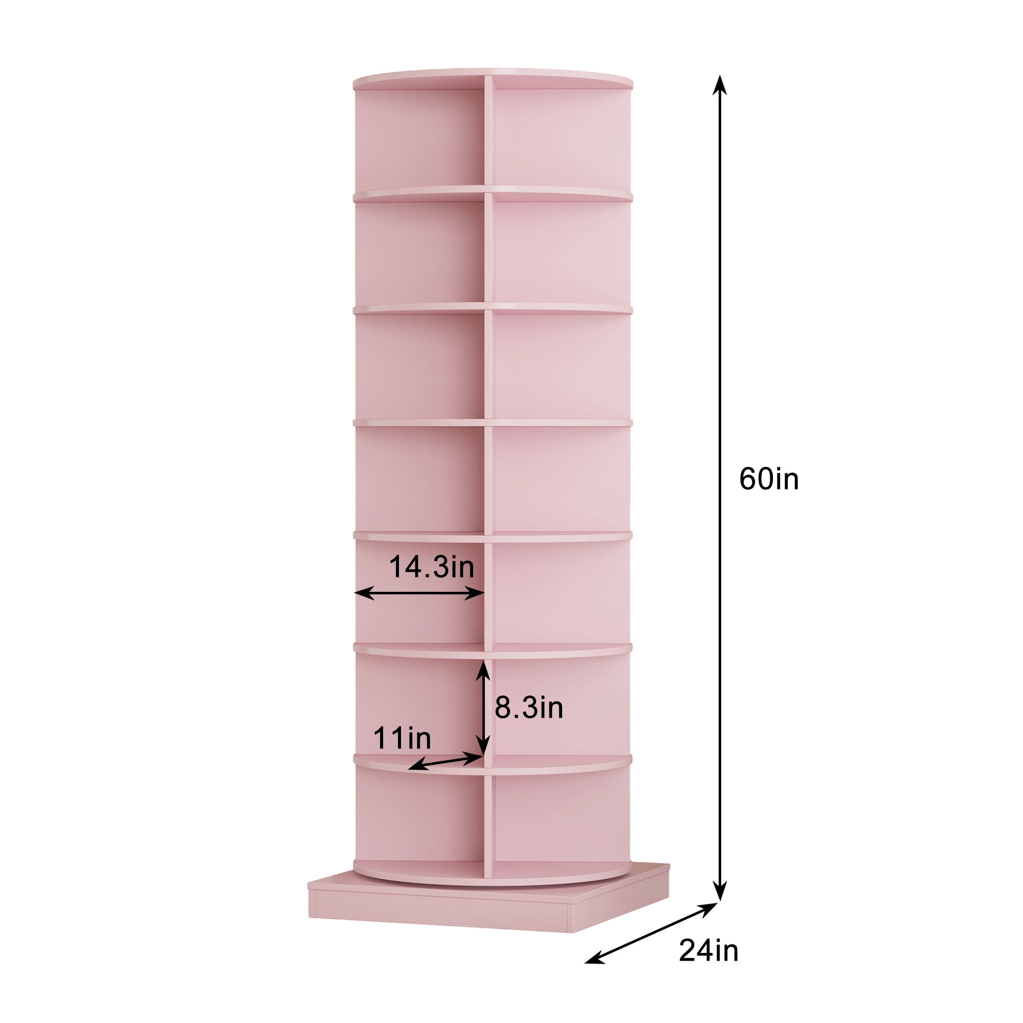 Aukfa 7-Tier Rotating Shoe Rack Tower, 360° Spinning Shoe Display Closet Organizer, Pink