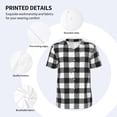 thumbnail image 3 of Lsque Black White Plaid Pattern Mens Polo Golf Shirts Funny Graphics Shorts Sleeve Button Shirts Baseball T-shirt-XX-Large, 3 of 7