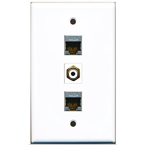 RiteAV - 1 Port RCA White 2 Port Shielded Cat6 Ethernet Wall Plate