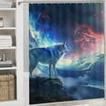 thumbnail image 6 of Orinice Wolf Fantasy Art Bathroom Decor Set Colorful Luxurious Graphic Print Polyester Fabric Fashion with Hooks 36x72, 6 of 7
