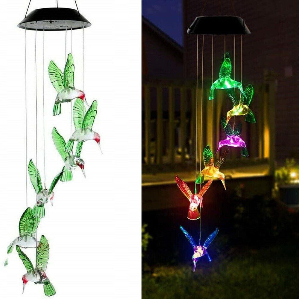 2 Solar Color Changing LED Dolphin Wind Chimes Light Lamp Yard Garden Decor 