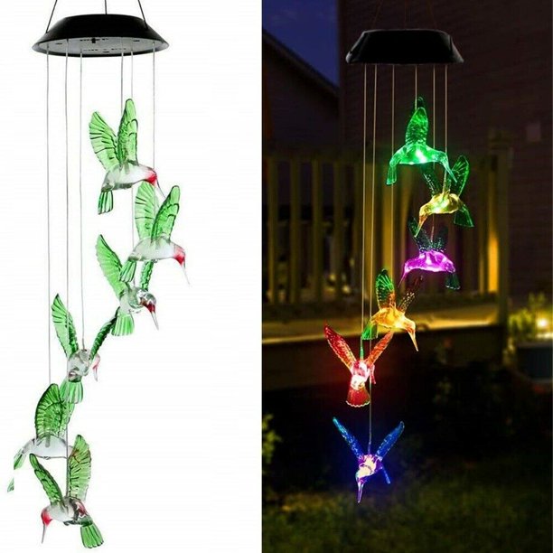 ColorChanging Outdoor LED Solar Powered Wind Chime Light Yard Garden