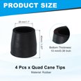 thumbnail image 2 of Quad Cane Tips 1-1/8 Inch, 4 Pcs Replacement Foot for Standing Stick Women Men, Black(Style 1), 2 of 7
