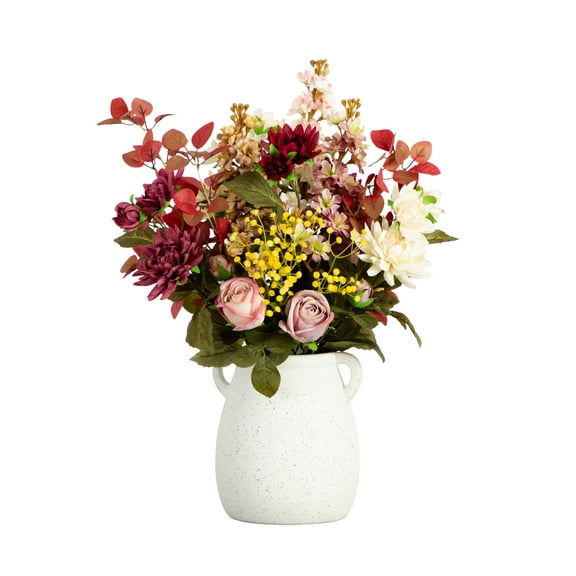 Nearly Natural 25in. Mixed Flower Arrangement in Ceramic Vase