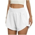 thumbnail image 3 of Audhol Running Shorts for Women, Women's Athletic Shorts High Waisted Running Solid Shorts with Zip Pocket Side Split Short Gym Elastic Workout Pants Womens Shorts White XL, 3 of 8