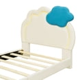 thumbnail image 2 of DreamBuck Upholstered Platform Bed, Twin Size Velvet Fabric Wood Bed Frame with Cloud-Shaped Headboard and Light Stripe, Cute Bed Frame for Bedroom, Dorm, Twin Bed Frame for Boys, Girls, Beige, 2 of 9