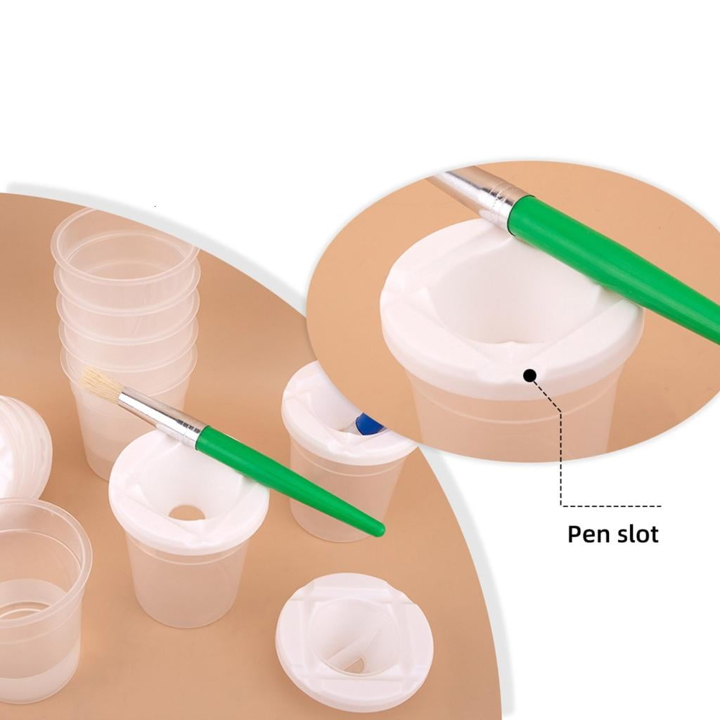 Giaone 12/24Pcs Reusable Plastic Paintbrush Cleaning Cup for Children Art Painting