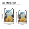 thumbnail image 2 of Xecao Funny Countryside Donkey Pattern Sports Drawstring Backpack - String Swim Gym Bag with Wet Proof Pocket for Women&Men-Medium, 2 of 6