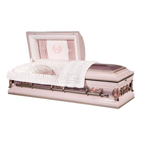 Steel Casket - Overnight Caskets, Funeral Casket, Mother Pink Finish Pink Interior