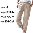 thumbnail image 2 of Pantalones rectos de mujer, pantalones casuales con cintura elástica y bolsillos, 2 of 5