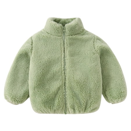 

ZHUASHUM Toddler Jacket Boys Girls Long Sleeve Winter Solid Fleece Zippered Thicken Warm Outwear Coat For Kid
