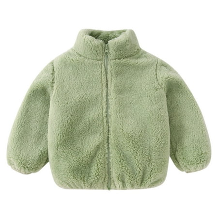 

dmqupv Toddler Lined Jacket Toddler Boys Girls Long Sleeve Winter Solid Fleece Zippered Coat Boys Youth Jackets Outerwear Green 12-18 Months