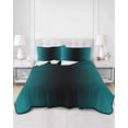 thumbnail image 3 of Teal Black Ombre Summer Quilt Set Full Size, Soft Microfiber Quilted Bedding Set with 2 Pillow Shams, Gradient Contemporary Abstract Art Lightweight All Season Bedspread Coverlet for Bedroom 78"x90", 3 of 6