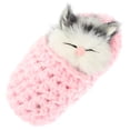 thumbnail image 2 of Muñeco de juguete con forma de gatito durmiendo en pantuflas, con sonidos de maullidos. Ideal para decorar y como regalo para niños y niñas (rosa)., 2 of 7