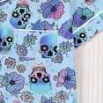 thumbnail image 6 of FASHOFT Womens Halloween Pajamas Set 2 Piece Silk Satin Ghost Pumpkin Printing Button Down Short Sleeve Shirts and Shorts Sleepwear Notch Collar Soft Comfy Lounge Sets Blue L, 6 of 9