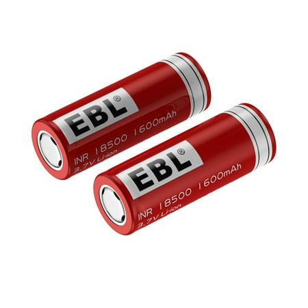 EBL 2-Pack 18500 Battery 3.7V 1600mAh Li-ion Rechargeable Batteries for LED Flashlight