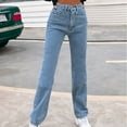 thumbnail image 4 of Women's Denim Jeans Fashion High Waist Striaght Leg Long Pants Boyfriend Casual Comfy Jeans Regular Fit Blue / Black / Light Blue Pants(M,Blue), 4 of 5