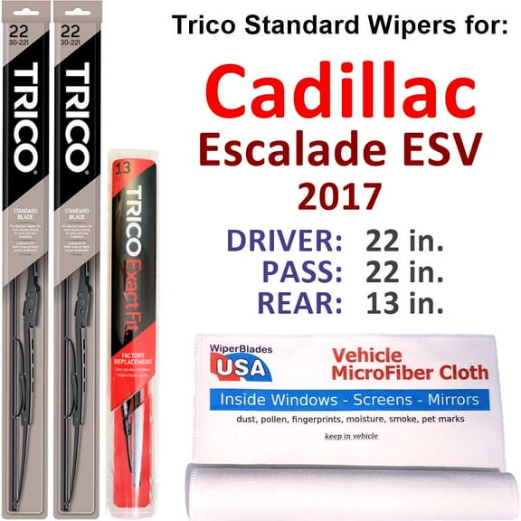 2017 Cadillac Escalade ESV Wiper Blades (Set of 3) w/Rear Wiper