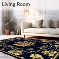 thumbnail image 2 of ODIKA 4'x6' Machine Washable Non-Slip Area Rug, Domain Crest High Traffic Rug with Pad, Black, 573865, 2 of 8