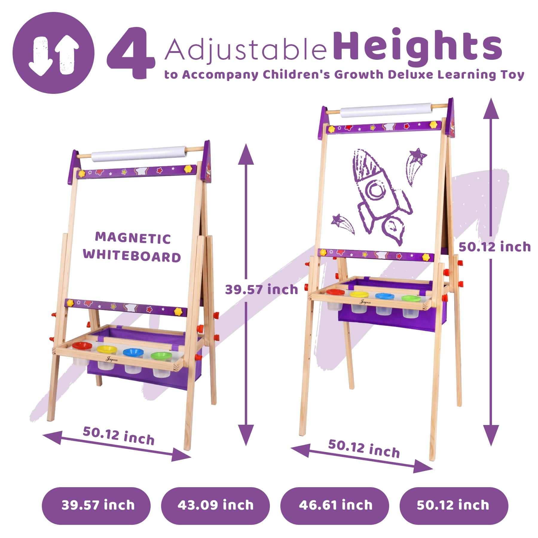 JOYOOSS Kids Double-Sided Wooden Art Easel with 98+ Accessories JOY131