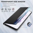 thumbnail image 4 of for Samsung Galaxy S21 5G Case View Clear Smart Window Leather for Samsung S21 Case Slim Mirror Hard PC Kickstand Luxury Flip Shockproof Galaxy S21 Cover Protective (Black), 4 of 7