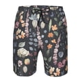 thumbnail image 3 of Honeii's Wildflower Watercolor 1 Print Men's Casual Shorts with Drawstring，Swim Trunks Quick Dry Beach Shorts, 3 of 5