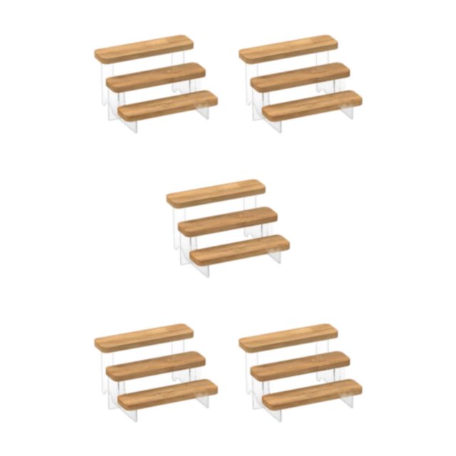 Injueey Transparent Wood Display Stand Storage for Figure Cosmetic Action Dessert Type2 NO2