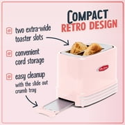 Nostalgia Retro 2 Slice Toaster, Vintage Toaster Oven for Bagels and Thick Bread, Pink