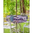 thumbnail image 3 of Hokiten Outdoor Tablecloths with Umbrella Hole & Zipper, Purple Boho Round Tablecloth 54 Inch, Ethnic Geometric Middle Century Art Waterproof Table Cloth, Patio/Pool/Picnic Table Covers, 3 of 7