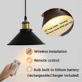 thumbnail image 2 of ZC5HAO 3 Pack Industrial Black Pendant Light Fixture, Led Battery Operated Remote Control Indoor Wireless Dimmable Vintage Hanging Pendant Lights for Home Kitchen Lighting, Light Bulbs Included, 2 of 7