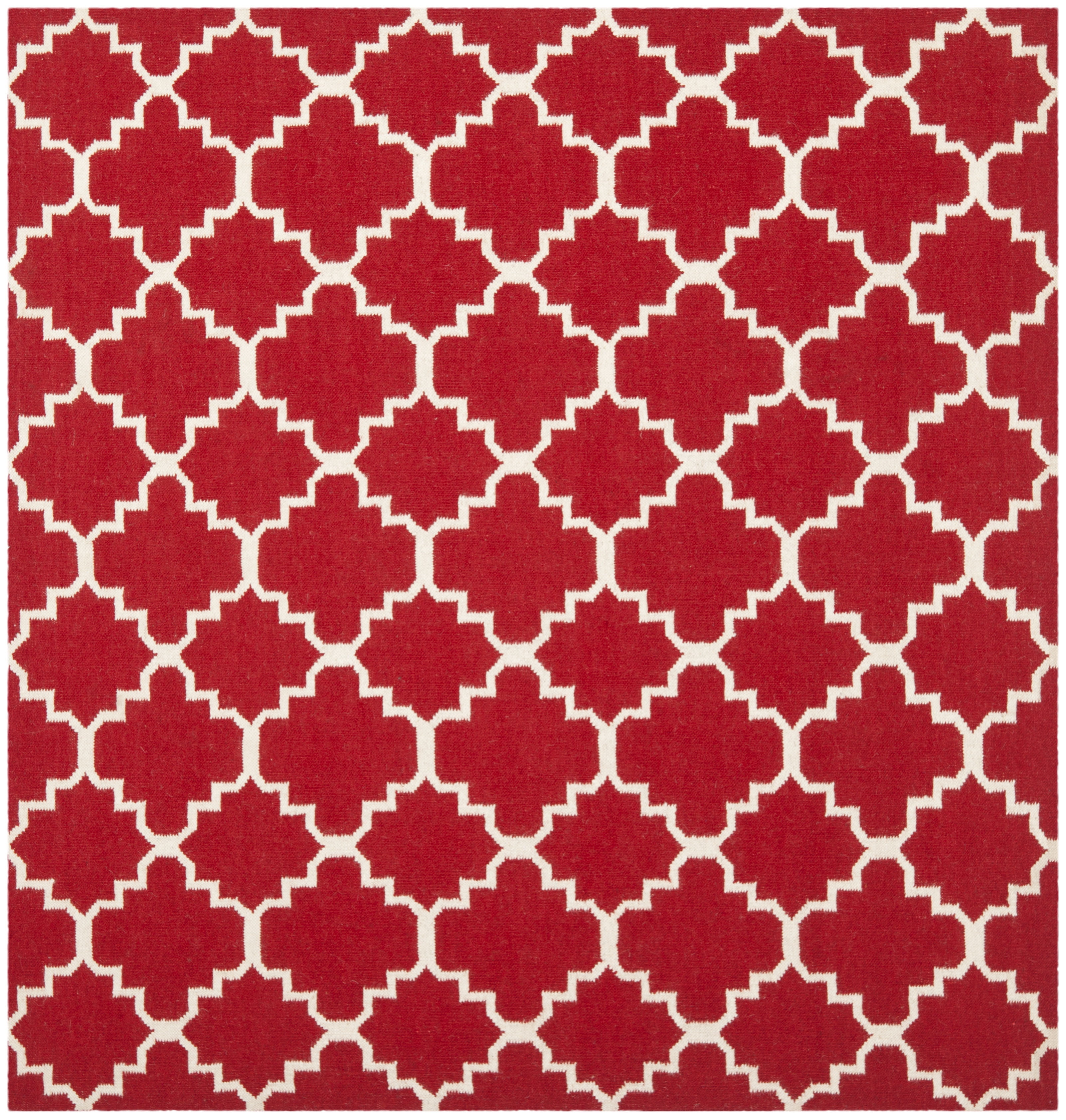 Safavieh Dhurries Jona Geometric Area Rug, Red/Ivory, 4' x 4' Square