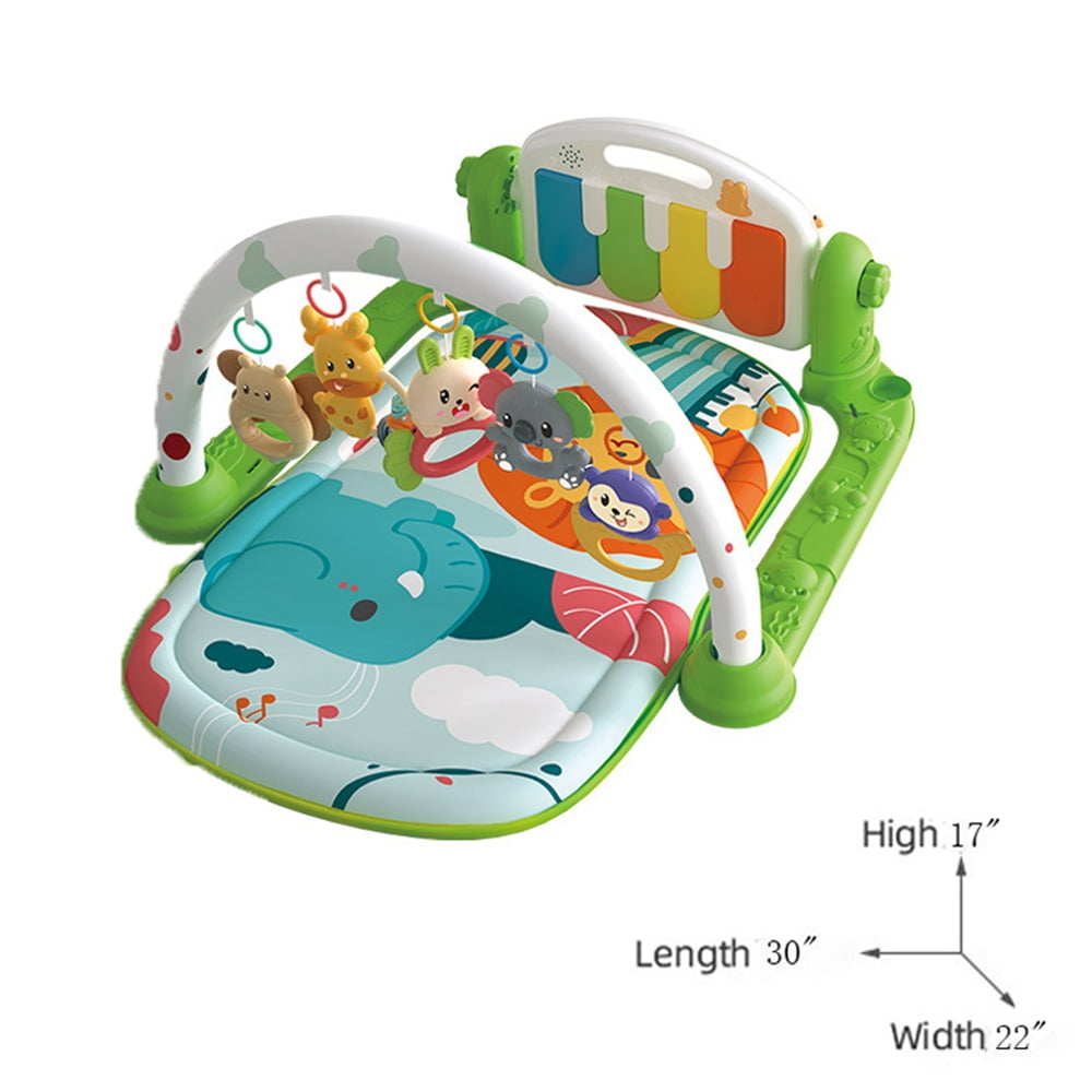 HAOUUCYIN Baby Play Mat, 3 in 1 Baby Activity Play Mat Infant Play Gym Kids Musical Play Crawling Mat, Green