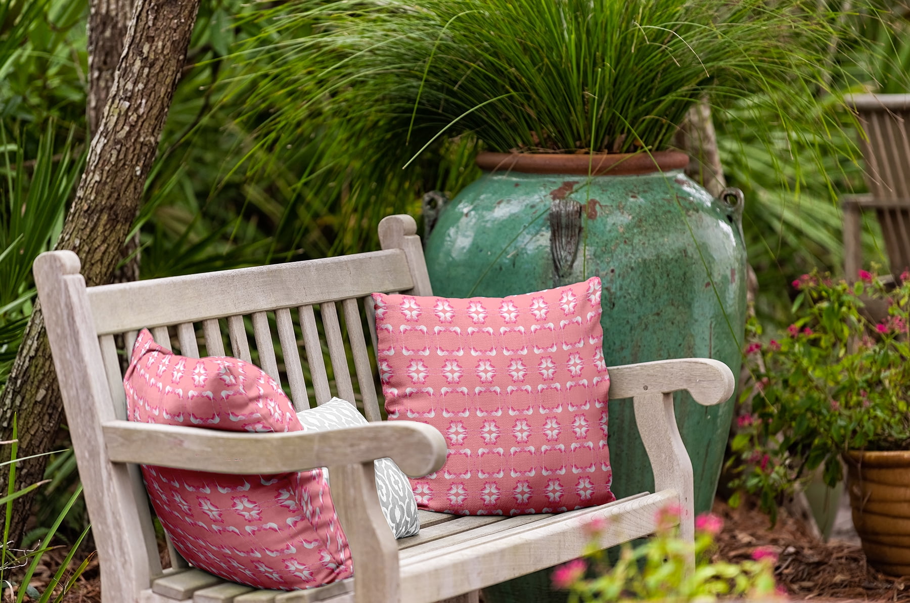 20"x20" Simply Daisy Summer Picnic Poly Indoor/Outdoor Pillow, Pink Qty 1