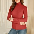 thumbnail image 2 of YDFCWXW Women's Long Sleeve Casual Lightweight Turtleneck Top Slim Fit Layer Shirts Red, M, 2 of 5