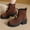 #008-Brown, variant on Women's Vintage Retro Martin Boots - Casual Chic Ankle Boots with Round Toe, Mid Heel, Bead Accents and Slimming Design, British-Inspired Style