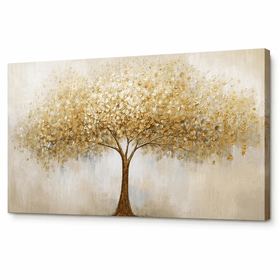 Abstract Wall Art Gold Tree of Life Artwork Canvas Painting Textured Tree Pictures Wall Decor for Living Room Bedroom Dining Room Home Office Decor 24x16 inch