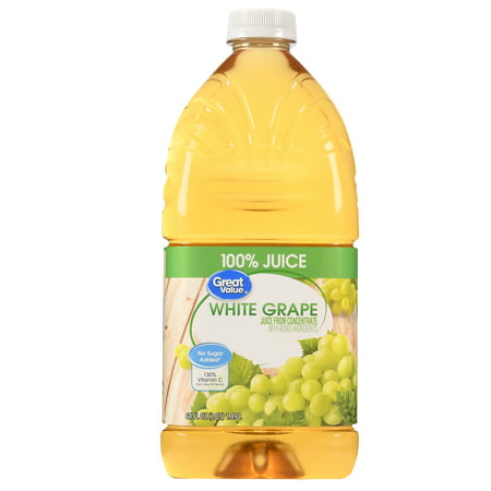 (2 Pack) Great Value 100% Juice, White Grape, 64 Fl Oz, 1 (Best Organic Grape Juice)