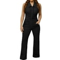 thumbnail image 1 of Combinaison Longue à Fermeture Éclair Unie pour Femme, Dos Nu, Col Rabattu, Sans Bretelles, Tenue de Rue, Combinaisons une-Pièce, 1 of 5